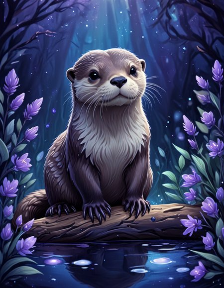 novuschroma14 style otter nature art   <lora:novuschroma14 style:1> <lora:sdxl_lightning_8step_lora:1>