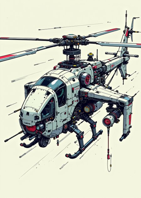 <lora:ck-nc-pastel-cyberpunk:1.1> A digital artwork in the style of cknc, An exploded drawing of a futuristic helicopter