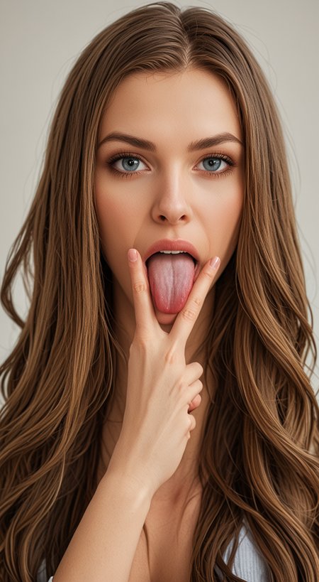 woman , long hair, pretty face, (V Fingers, Tongue out, Tongue between fingers), <lora:Fingers_And_Tongue_-_By_DICE:0.9>
