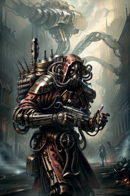 ((masterpiece,best quality)), absurdres, BREAK
mechanical arms, robes, hood, BREAK
((techpriest)), cyborg, mechanical face, mechanical limbs, gas mask, mechanical tentacles, (mechanical backpack), BREAK
1other, solo, holding pistol, firearm, handgun, pistol, gun, BREAK
factory background, smoggy sky, air pollution, smokestacks, BREAK
(NightmarishAI),