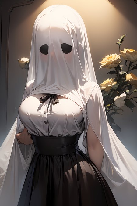 (masterpiece, best quality), 1girl,  <lora:ghost_costume:1> ghost_costume