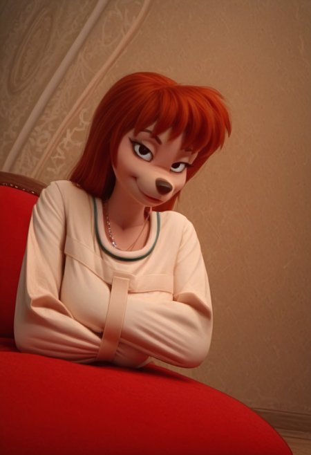 safe_pos, score_7, score_8, score_9, dynamic lighting, detailed background, background is old house, victorian house, living room, close up, dutch angle
BREAK 
Solo, anthro, furry female, female, Peg Pete, tan fur, brown hair, animal nose, black eyes, very slender waist, very narrow waist, wide hips, massive breasts, teardrop breasts,  long torso, very long legs, curvy legs, big hips, hourglass figure, feet claws, toned body, fit body, toned ass
BREAK 
couch, modeling, on fainting couch, laying on side, looking at viewer, tied in a Straitjacket, ((arms crossed, hands not visible,)) smiling, large blue heart necklace,
