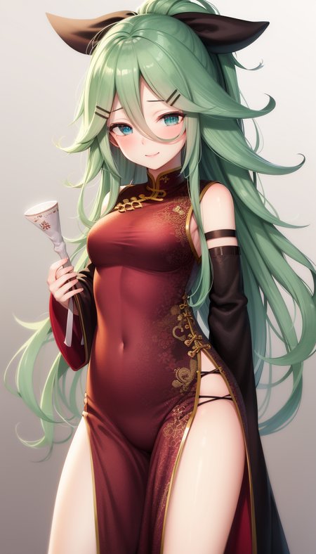 mastepiece,highres,best_quality,cowboy_shot,yamakaze,chinese_clothes,(chinese_dress:1.2),smile,detailed_face,gradient_background