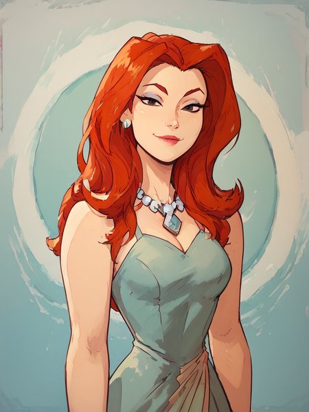 easynegative, zPDXL ,1girl, solo, cowboy shot, looking at the viewer, flirty, smug
<lora:Sheera_Mightor_Pony:1> sheera, red hair, long hair,  lipstick, makeup, black eyes, dress, necklace
<lora:bp4rtXLP:.55> <lora:Expressive_H:.65>expressiveh <lora:Raichiyo_Style_v2:.65>raichiyo33âââ