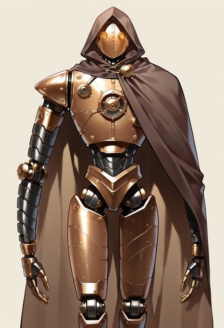masterpiece, best quality, 
BREAK, (solo), 1other, ((humanoid)), (((no human))), (((steampunk))), (((mechanical body))), (((automaton))), 
(((cloak))), (segmented arms), ((multiple segmented mechanical arms)),
 looking at viewer, standing, 
<segment:yolo-Anzhc Face seg 640 v2 y8n.pt,0.4,0.5//cid=1>
simple background,