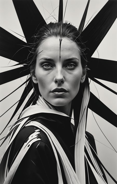 Hans Hartung ,  bert stern,photography in the style of detailed hyperrealism ,guernica,hyper detailed,boho,ntricate,AES+F, poster,artstation <lora:add-detail-xl:0.5>