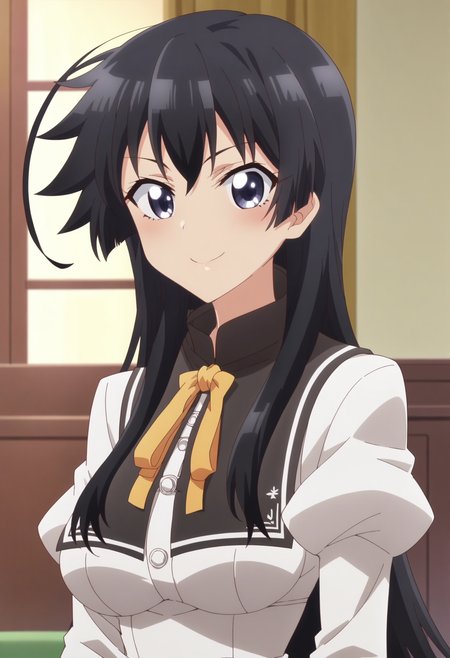 score_9, score_8_up, score_7_up, score_6_up, score_5_up, score_4_up , anime coloring ,BREAK source_anime, anime,screencap,
1girl, solo, karenj, sailor dress,  neck ribbon.  <lora:PonyXL Karen Jinryou V1:1>
indoors, upper body, 
smile, looking at viewer,