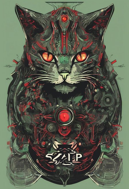 logo, vector, Black, Green, Red, TEXT: "Shadow", mystic, fantasy, cyberpunk, steampunk, Cat, 8k, intricate details, octane render, masterpiece.