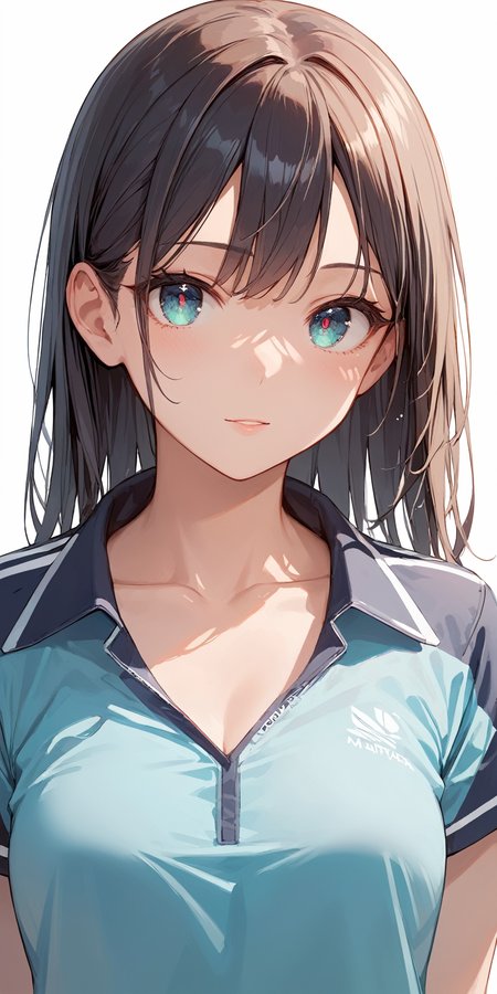 score_9, score_8_up, score_7_up,source_anime, high res image,masterpiece,best quality,girl,cute face,clear skin,shiny hair,ultra detailed eyes,simple background, <lora:tennis uniform_pony_V1.0:0.7> tennis uniform
