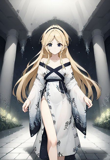 core_9, score_8_up, score_7_up,
BREAK source_anime, best quality, masterpiece, rating_safe, uncensored, High quality, 8k, Ultra detailed, insanely detailed, beautiful, prefect lighting, 1girl, 
BREAK yukariadv, very long hair, blonde,
hanfu01,off shoulder,
BREAK (Cave, firewood, fire, water droplets, stone bed, rough floor,Cobblestone wall),