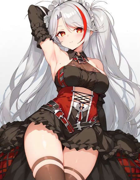 <lora:prinz_eugen_XL_pony_v1:1>1girl, prinz eugen \(azur lane\),maid,, BREAK score_9, score_8_up, score_7_up, BREAK source_anime, rating_explicit, best quality, masterpiece, uncensored,<lora:sdxl_lightning_4step_lora:1>(clear eyes:1.2),clear art,zPDXLpg