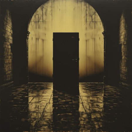siluete, prison, landscape, doors, oriantal, techno, cell,  hope, prison, ,8k, master piece, Cinematic, Beautiful Lighting, trending on Devianart, surreal Art, Fantasy, Digital Art, Impressionistic, Surrealist,
