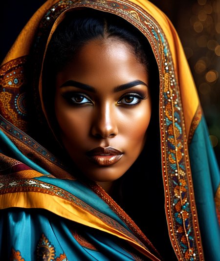 Very close-up mysterious silhouette of a coloured exotic woman with cape, african safari desert, goddess, alluring, by Minjae Lee, Carne Griffiths, Emily Kell, Steve McCurry, Geoffroy Thoorens, Aaron Horkey, Jordan Grimmer, Greg Rutkowski, amazing depth, double exposure, surreal, geometric patterns, intricately detailed, bokeh, perfect balanced, deep fine borders, artistic photorealism , smooth, great masterwork by head of prompt engineering <lora:add-detail-xl:2> <lora:Double_Exposure:0.5> Close-up