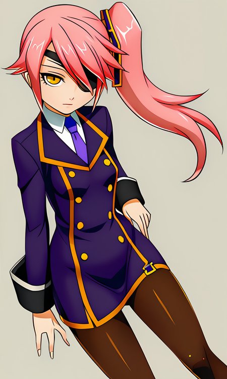 anime artwork illustrating Konoe_Ayatsuki_Mercury \(XB\), 1girl, solo, yellow eyes, long hair, skirt, simple background, breasts, small breasts, pink hair, pantyhose, uniform\(XB\), side ponytail,eyepatch. created by japanese anime studio. highly emotional. best quality, high resolution, Konoe_Ayatsuki_Mercury \(XB\), 1girl, solo, yellow eyes, long hair, skirt, simple background, breasts, small breasts, pink hair, pantyhose, uniform\(XB\), side ponytail,eyepatch, highly detailed, sublime, extremely artistic, cinematic, sharp focus, perfect romantic, beautiful