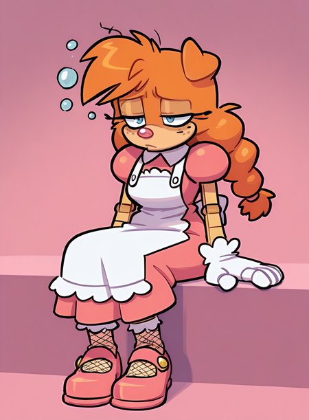 1girl, solo, furry,
<lora:Belle:0.9> belle the tinkerer, white gloves, old-fashioned dress, puffy sleeves, apron layer, lace socks, shoes, bow,
sitting, slouched, heavy eyes, serene exhaustion, sleepy state,  <lora:Captain_Molasses:0.9> capmol, extremely detailed, highres, masterpiece, best quality