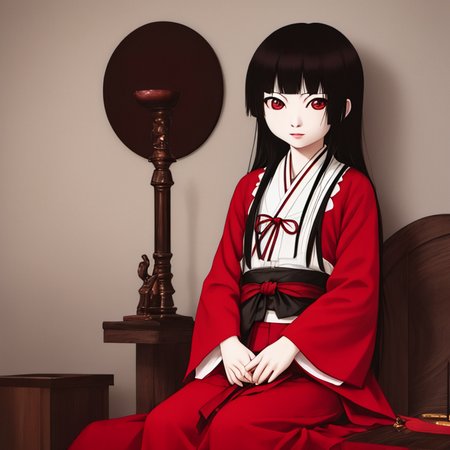 <lora:hellGirlEnmaAiLora_v1:1> enma_ai,  in magic kingdom  1girl, masterpiece, great lighting, photorealistic, 4k, realistic, hq, hd