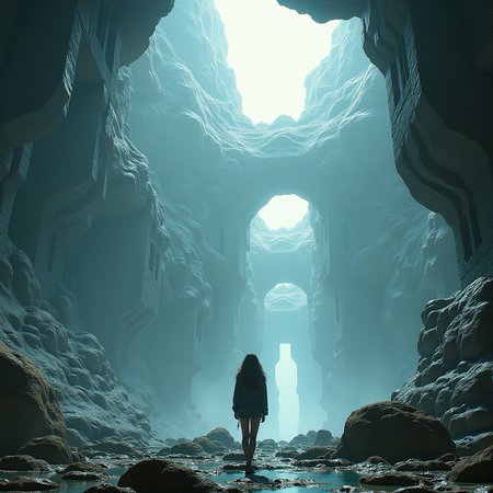 concept art, abstraction, 1girl, cinematic photo   (style  Corey Arnold)
(UE5 render sci-fi 3d fractal megastructure:1.3), colossal scale, , volumetric lighting, SSAO, dof, 