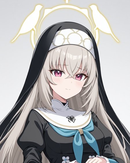 sakurako \(blue archive\),1girl, false_smile, anger_vein, solo, shaded_face, nun, white_background, halo, simple_background, sleeves_past_fingers, habit, closed_mouth, long_sleeves, dress
<lora:sakurako_(blue_archive)_image854_2023-11-28-000015:1>halo. gorgeous,key visual, vibrant, studio anime,award-winning, professional, highly detailed,high budget, cinemascope
