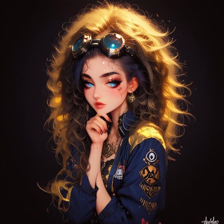 score_9, score_8_up, score_7_up, masterpiece, best quality, high definition, vivid lighting, perfect details, source_anime, depth of field, sketch, sharp focus, soft lighting, hdr, colorful, good composition, spectacular, absurdres, perfect art,<lora:wanostyle_2_offset:1>, volumetric lighting, moody lighting, bloom, gaussian blur, absurd, raytracing, 3>lora in weight of: 1.5 + detailed eyes, detailed face, partially illuminated, GLSHS, covretrobig, retrobigguns, 
BREAK
Solo, female, (cyber pilot), short, pretty eyes, perfect face, oooh, curious expression, wearing goggles, thick goggles, bedroom eyes, cyber Dystopian, shadowrun, Enigmatic girl draped in shadows, wearing a detailed, black, polyester pilot jacket, punk jacket, Partially obscured face, revealing only piercing eyes adorned with kohl.arcane energy aura, sexy body, side view, cowboy shot,  masterpiece, ultra-detailed, semi-realistic, hands up, surrender position, perfect hands,