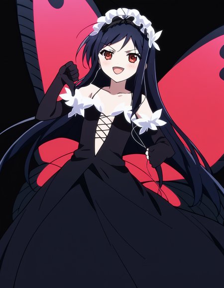score_9, score_8_up, score_7_up, source_anime, <lora:accelworld-kuroyukihime-s1-ponyxl-lora-nochekaiser:1>, kuroyukihime, long hair, black hair, red eyes, antenna hair,, gloves, dress, bare shoulders, hairband, wings, elbow gloves, butterfly wings, black dress, center opening, collarbone, long skirt, frills, headdress, black headdress,, suburban neighborhood, morning jog, earphones, running shoes, fresh air, sunrise, smile, <lora:thumbs-down-ponyxl-lora-nochekaiser:1>, thumbs down, blush, from below, smug, tongue, tongue out, open mouth, black background, looking at viewer, solo,, dutch angle, cowboy shot