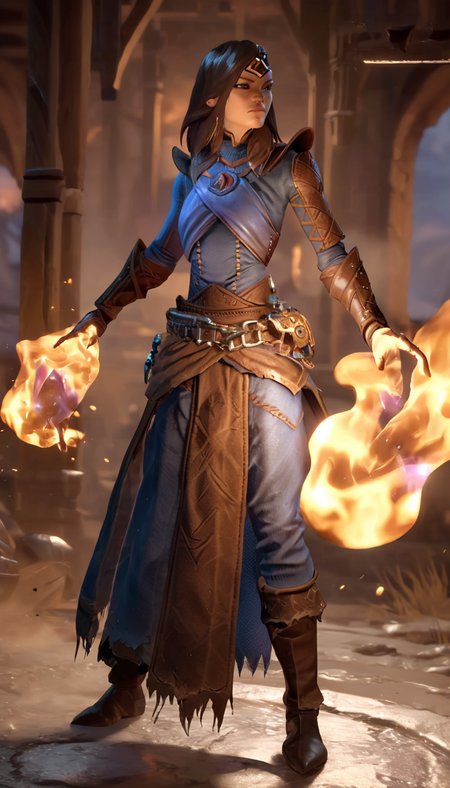Cinematic scene, hero view, d4s sorceress, action pose, detailed background, masterpiece, best quality, high quality, absurdres <lora:diablo_4_sorceress_v0.0.2:1>, detailed skin texture, (blush:0.5), (goosebumps:0.5), subsurface scattering