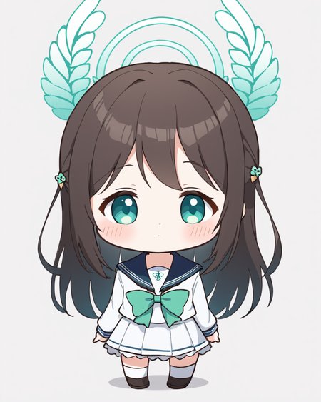 airi \(blue archive\),1girl, halo, white_background, serafuku, skirt, sailor_collar, green_bow, chibi, simple_background, long_sleeves, blush, closed_mouth
<lora:airi_(blue_archive)_image186_2023-11-26-000030:1>halo. gorgeous,key visual, vibrant, studio anime,award-winning, professional, highly detailed,high budget, cinemascope
