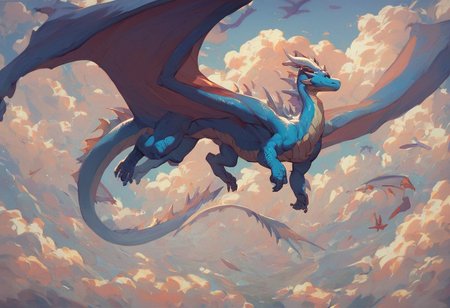 score_9, score_8_up, score_7_up, score_6_up,
in a the sky,  dragon, large dragon
 dragon wings, large wings, flying through the clouds,