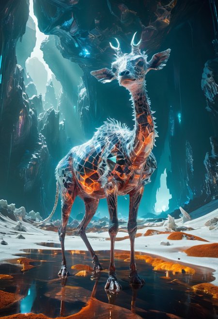 white desert oasis, salty earth, hyper detailed,  rusty, striking, animalistic, bite-sized, by Floris van Schooten  and by richard avedon, famous artwork inspired by (beeple:1.3) and (cliff nielsen:1.4), crystalline, fractal art, fantasy style, this peculiar life form, the "inquisitive plerkblortz" hides in the gnarling dense crystal jungles of the puffalorpled exoplanet "gazorpazorp secundus", covered in a metallic exoskeleton it ambushes its prey with (long crystalline appendages:1.4), dark, shadows, black, shadow hues, highly artistic, highly painterly, harmonic colors, expressive, ultimate aesthetic level, visible brushstrokes, masterclass artistry, vibrant energy, apocalyptic mood, atmospheric haze and dense fog, strong winds,  highly aesthetic, otherworldly, limited palette,  faded colors, washed out colors, extremely dark, extremely low key lighting, dark shadows, perfect composition, full panoramic shot translucent, transparent, glowneon, glowing, sparks, lightning