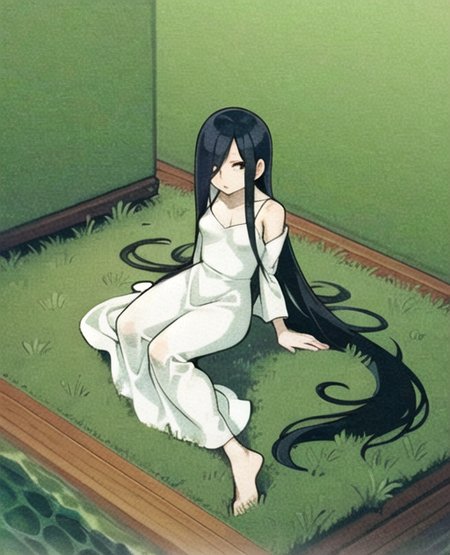 masterpiece, best quality, sadako_yamamura,  <lora:Sadakobest:0.6>, whitedress,<lora:isometricLocon_v10:2>,( isometric),1girl,fullbody,