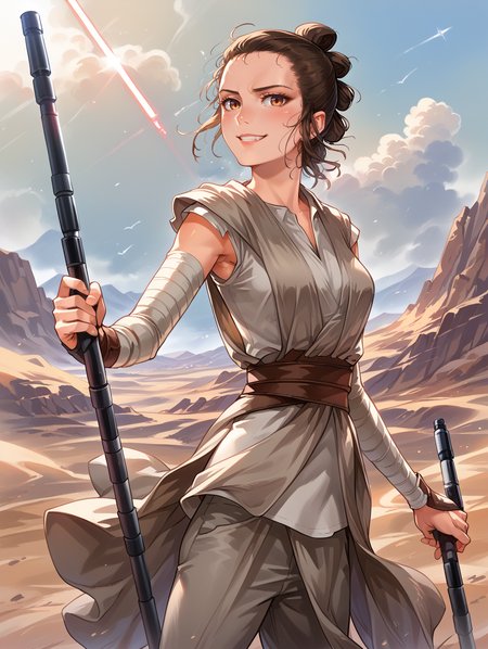 score_9, score_8_up, score_7_up,source_anime,BREAK, solo, (light smile:0.7), 
rey_star_wars,
<lora:rey_star_wars:1>