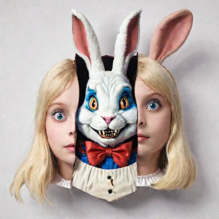 Split head Disney Alice in Wonderland inside White Rabbit