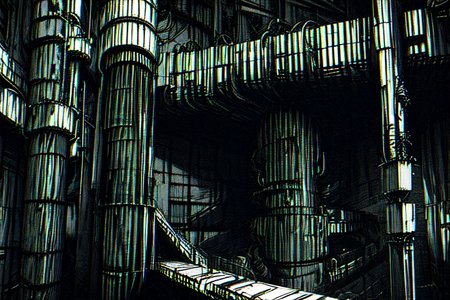 highly insanely detailed, masterpiece, top quality, best quality, highres, 4k, 8k, RAW photo, (very aesthetic, beautiful and aesthetic),  
tsutomu nihei,nihei_tsutomu,blame!,blame gakuen!,abara,TNstyle,sidonia_no_kishi,(deep horizon,megastructure in background,tower,city ruins,lab,stairs),dark sky,black sky,tentacles,clouds,drainpipe,concrete walls,metal walls,machinery,lantern,cables,tubes,industrial pipes,buildings,wire,walkway, 
<lora:ABARA:0.7>, 
(1girl:1.3), 
solo focus, 
leather brown background,âââ
