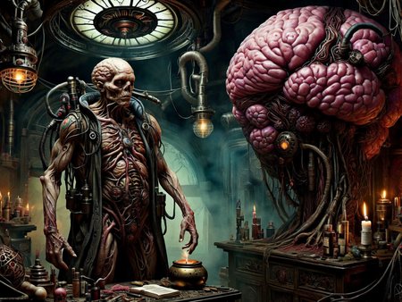 <lora:HorrorAI:.8> TumorPunkAI sorcerer , Highly detailed, horror setting, intricate detailed background