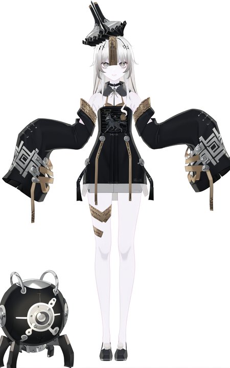 8k, best quality, masterpiece, (ultra-detailed), (high detailed skin), (by nanoless, by misumi \(macaroni\),:0.5), 
A full-body portrait of a young girl, standing gracefully, pastel art style, high-key lighting, shoujo manga influence, hd quality, delicate details, 
full body, full shot, standing, looking at viewer, (solo:1.2), simple background, white background, 
<lora:21XXI-atw2-Tanger-000005:0.8>, 21XXI, 2nd clothes, strange hat, black chinese clothes, 1girl, long hair, detached sleeves, dress, black footwear, pale skin, white hair, sleeves past wrists,