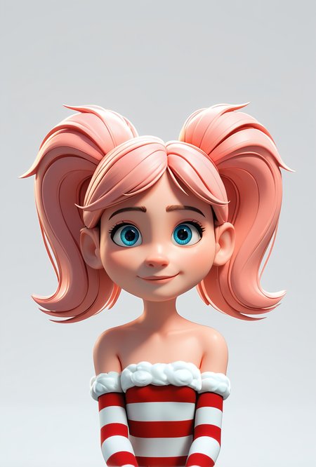 core_9, score_8_up, score_7_up,  1girl, pink hair, twintails, striped thighhighs, skindentation,, 3d fluffy, closeup cute and adorable, cute big circular reflective eyes, long fuzzy fur, Pixar render, unreal engine cinematic smooth, intricate detail, cinematic