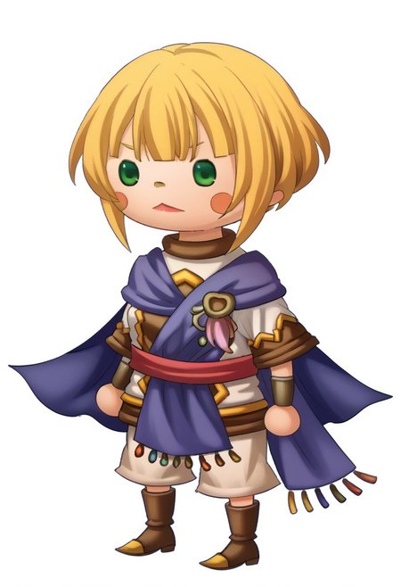 score_8, score_8_up, score_7_up, source_anime, BREAK 1girl,  solo, theatrhythmstyle, chibi, white background, full body, Sheba_GS, blonde hair, bob cut, blunt bangs, side locks, short hair with long locks, green eyes, cape, brooch, tunic, short sleeves, sash, bracer, white shorts, shorts, knee boots, brown footwear