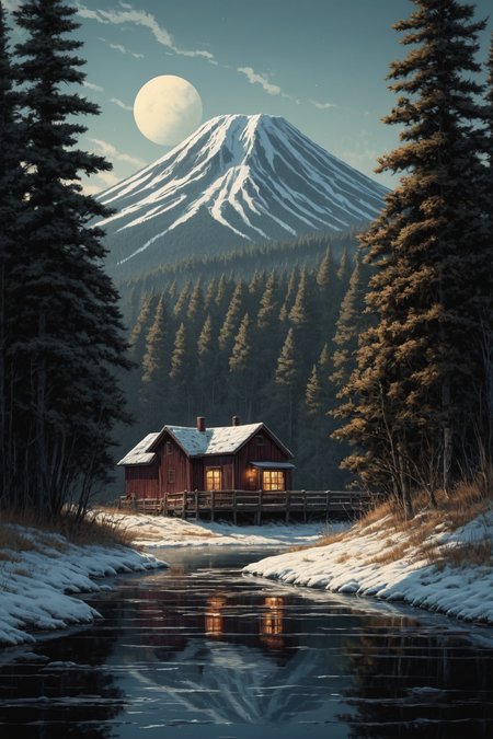 by [Lawren Harris:Kurzgesagt:0.25] and [Alena Aenami|Junji Ito] in the style of Terry Redlin