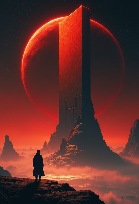 wallpaper with kubrick monolith