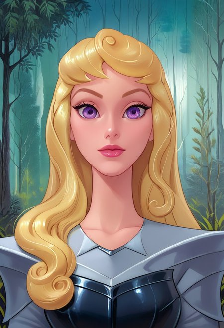 score_9, score_7_up, hd, (ultra hd quality details), masterpiece, best quality, detailed, amazing quality, detailed background, forest background, detailed eyes, clean eyes, brstyle, aurora (1girl, blonde hair, violet eyes,) dressed in pale blue knight armor
