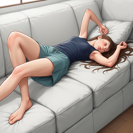 score_9, score_8_up, score_7_up, score_6_up, score_5_up, score_4_up, zPDXL2,source_anime,rating_questionable, 1girl, casual clothes, on back, on couch, lounging, dangling limbs, slack limbs, limp limbs, ragdoll physics,  <lora:Slack__Ragdoll_Pose:0.8> sl4ck,