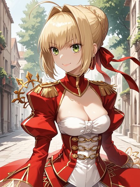 score_9, score_8_up, score_7_up,source_anime,BREAK,
light smile,  nero_claudius_fate, <lora:nero_claudius_fate:1>