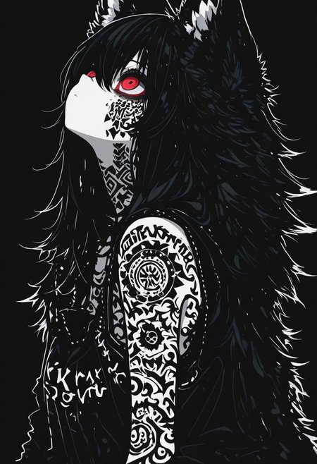 1 girl , 1 wolf , celtic tattoos , norse tattoo ,
masterpiece ,best quality ,amazing quality, sometyome_illu ,k4_illu ,xxx667_illu ,