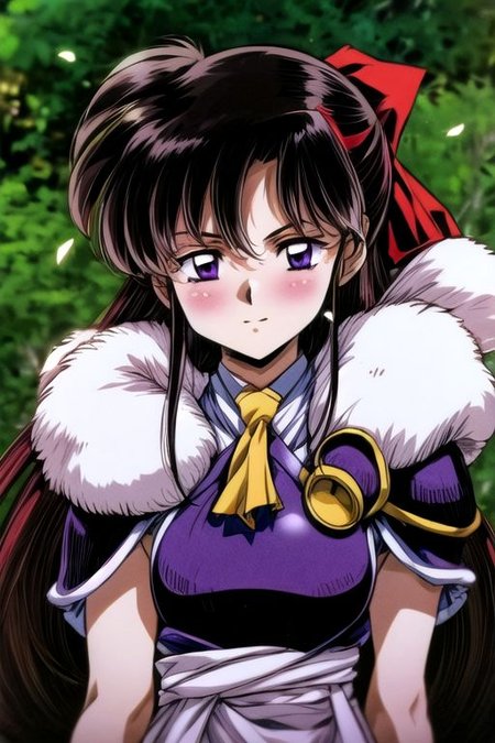 best quality 1girl Setsun4 solo long hair,  (night time) forest background black hair very long hair purple eyes multicolored hair armor, small, (fur trim) (medium body),<lora:EMS-179-EMS:0.800000>,<lora:EMS-293862-EMS:0.800000> bow, hair_bow, hair_tubes, red_bow, brown_hair, long_hair, bangs, ascot, frilled_bow, yellow_ascot, blush, smile, hair_between_eyes, athletic, armor, miko, strengthmda,  Smiling, happy, dragoon helmet, (helmet)