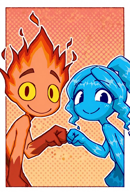 FIreboy and Watergirl -- Quiettomato Pony + noob + illust