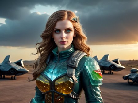 <lora:GummiRay:1>   GummiRay, panoramic view, made of gummi, a pilot girl, soldier clothing battlefield in background, anime style, hair down, symmetrical facial features  , <lora:bombshell_v2:0.6>   large breasts, <lora:sdxl_photorealistic_slider_v1:0.8>    (cinematic lighting:1.1), moody lights, 50mm zeiss supreme prime lens, clear and sharp focus, shallow dof, beautifully color graded, dynamic composition, sparkle, (diamonds:1.1),
