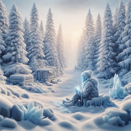 fr0stwrld, snow, ice, around a camp fire