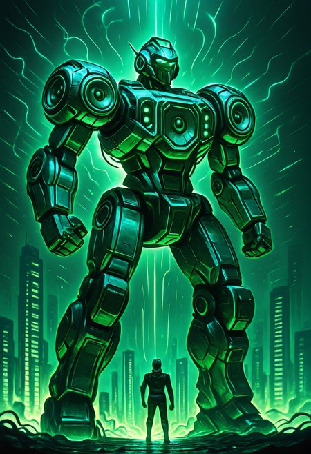 masterpiece, best quality,   AdFF, mecha, green theme,  <lora:AudioFileFuture_IXL_v1:1.0>,
