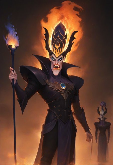 (absurdres, best quality, masterpiece:1.4), score_9, score_8_up, score_7_up, score_6_up, detailed, detailed body, detailed face, 
avaKhaine, burning mouth, armor, helmet, (((blue flames, blue fire))), Aunt Lydia
mountain background