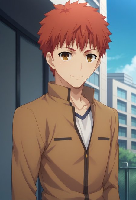 score_9, score_8_up, score_7_up, source_anime, highly detailed, 
shirouemiya, 1boy, school uniform, male focus, homurahara academy school uniform, solo,
yellow eyes, pants, looking at viewer, orange hair, brown eyes,
standing, red hair, smile, upper body
outdoor, buildings, sky, tree