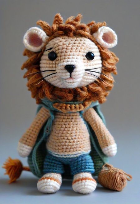 (lion:hamster:0.8), by saint exupery, crocheted style